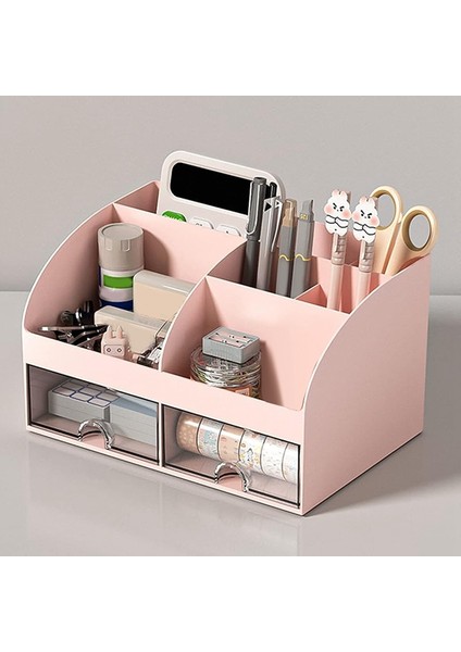 6 Bölmeli ve 2 Küçük Çekmeceli Masa Düzenleyici-Ofis Düzenleyici, Kalemlikler Için Masa Saklama Kutusu, Uzaktan Kumanda Pembe (Yurt Dışından) fırsatları