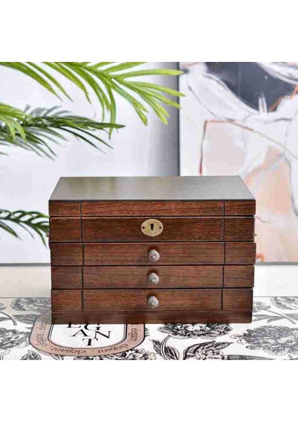 Vintage Tarzı Masif Ahşap Mücevher Kutusu Büyük Kapasiteli Mücevher Saklama Kutusu Mücevher Saklama Ahşap Kutu Renk A (Yurt Dışından) fırsatları