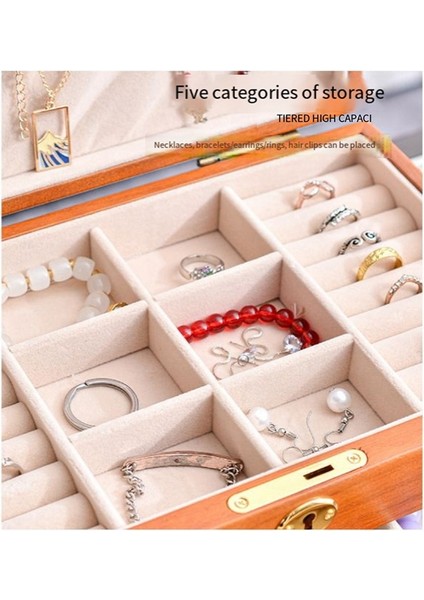 Vintage Tarzı Masif Ahşap Mücevher Kutusu Büyük Kapasiteli Mücevher Saklama Kutusu Mücevher Saklama Ahşap Kutu Renk A (Yurt Dışından) indirimleri