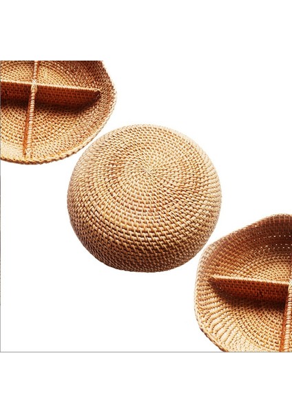 4 Bölmeli Bölmeli Servis Tabakları Rattan Kase, Atıştırmalıklar, Kuruyemişler, Şekerlemeler, Krakerler ve Sebzeler Için Yuvarlak Dekoratif Meyve Tepsisi (Yurt Dışından) modelleri