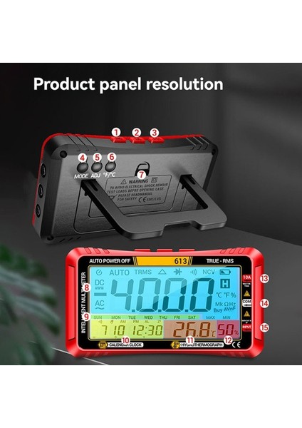 613 Akıllı Multimetre Gerçek Zamanlı Kapanma Ölçüm Cihazı Ampermetre Voltmetre 4000 Sayımlı Dijital Multimetre Test Aracı, B (Yurt Dışından) indirimleri