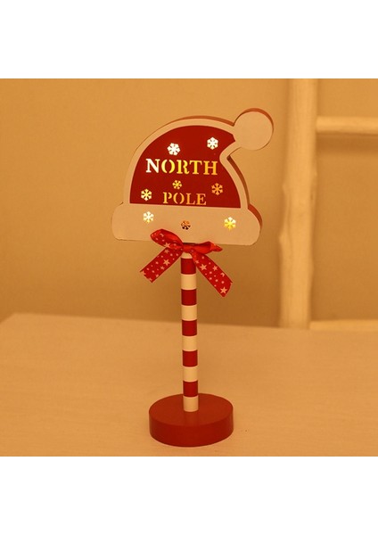 Noel Vintage Işıkları Kuzey Kutbu Tabelası LED Işık Sokak Tabelası Noel Ahşap Masa Üstü Dekorasyonu Noel Dekoru F (Yurt Dışından) modelleri