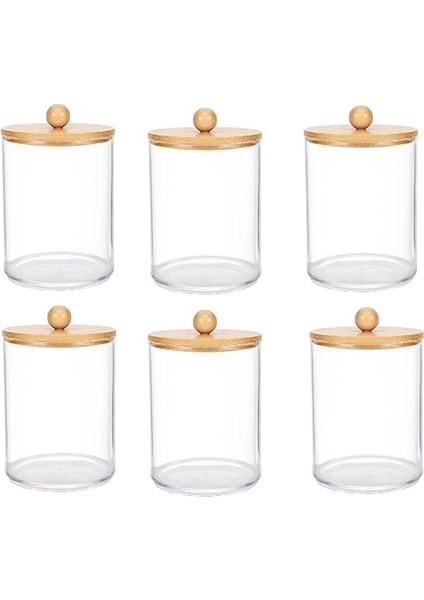 6'lı Pamuklu Çubuk Saklama Kutusu, Bambu Kapaklı Şişeleri, Pamuklu Çubuk Pedi Dağıtıcısı, Banyo Kavanozu Düzenleyici (Yurt Dışından) fiyatları