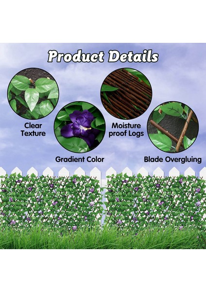 Sarmaşık Gizlilik Çiti Genişletilebilir Çit Gizlilik Perdesi Dekoratif Bahçe Kafes Panelleri Menekşe Çiçekli 40 cm (Yurt Dışından) fırsatları