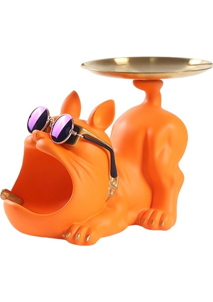 Reçine Cool Bulldog El Sanatları Köpek Uşağı Tepsi Anahtar Tutucu Saklama Takı Hayvan Odası Ev Dekorasyonu Heykeli, Turuncu (Yurt Dışından) fiyatları