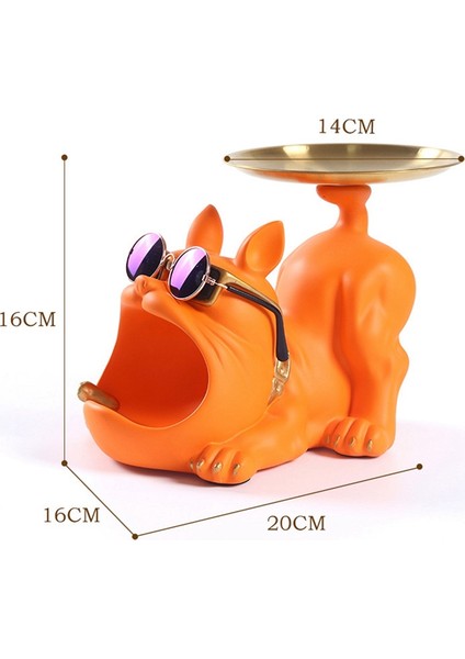 Reçine Cool Bulldog El Sanatları Köpek Uşağı Tepsi Anahtar Tutucu Saklama Takı Hayvan Odası Ev Dekorasyonu Heykeli, Turuncu (Yurt Dışından) fırsatları