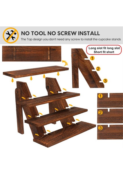 Ahşap Sergileme Standı Ahşap Kek Standları Aletsiz, Rustik Sergileme Rafları Için Yükselticiler Masa Sergileme Standı (Yurt Dışından) modelleri