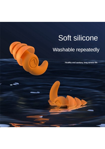 3 Çift Silikon Kulak Tıkacı, Yetişkinler Için Su Geçirmez Yüzme Kulak Tıkacı, Yeniden Kullanılabilir Silikon Yüzücü Kulak Tıkacı, Siyah+Turuncu+Mavi (Yurt Dışından)