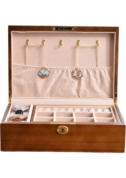 Ahşap Vintage Kilitlenebilir Mücevher Saklama Kutusu, Kapaklı Masif Ahşap Mücevher Kutusu, Büyük Kapasiteli, Bölmeli Saklama Kutusu (Yurt Dışından) fiyatları