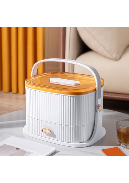 Taşınabilir Kit Konteyner Kutusu Maske Saklama Aile Evi Acil Durum Çantası Hap Kitleri, Beyaz Sarı (Yurt Dışından) indirimleri