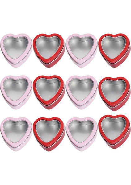 Kapaklı 12'li Paket Kalp Şeklinde Metal Kutular, Mum Yapımı Için Sevgililer Günü Mum Kutuları, Kapaklı 2 Oz Mum Kutuları (Yurt Dışından)