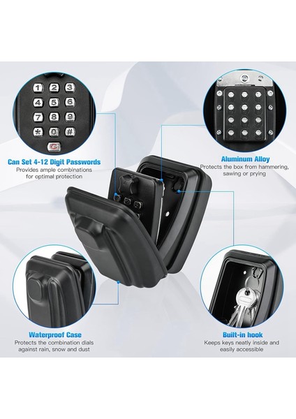 Dış Mekan Kullanımı Için Anahtar Kilit Kutusu, Hava Koşullarına Dayanıklı Kapaklı 12 Konumlu Kombinasyon Anahtar Saklama Kutusu, Ev Garajı Için Uygun (Yurt Dışından) indirimleri