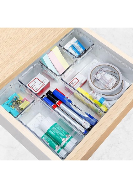 16 Parçalı Çekmece Düzenleyici Seti, 5 Farklı Boyutta Banyo ve Mutfak Çekmece Saklama Tepsisi, Şeffaf Saklama Kutuları (Yurt Dışından) fırsatları