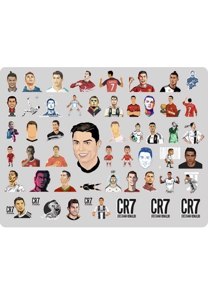Ronaldo CR7 Sticker Etiket 106 Adet 2 Sayfa 14x18 cm Renkli Kaliteli Tasarım