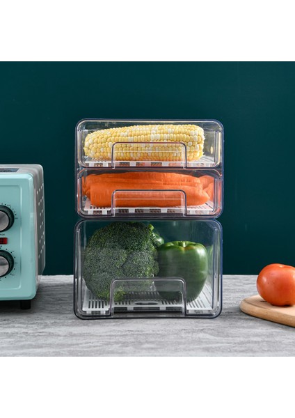 Plastik Meyve Sebze Saklama Süzgeçli Buzdolabı Düzenleyici Taze Gıda Saklama Kabı, Tek Katmanlı (Yurt Dışından) fırsatları