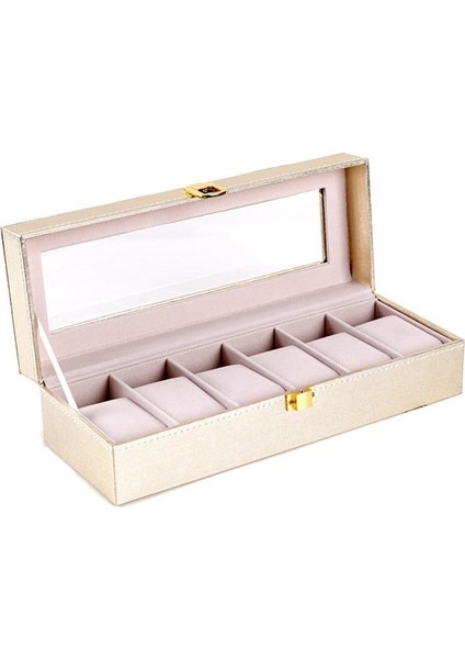 6 Izgaralı Saat Saklama Kutusu Kadınlar, Kızlar, Saatler, Dekoratif Düzenleyici, Moda Hediyesi, 6 Yuvalı Altın (Yurt Dışından)