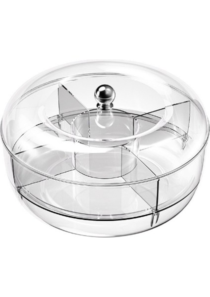 Soğutulmuş Sebze Meyve Tepsisi Bölmeli Döner Servis Tepsisi Kapaklı Atıştırmalık Sebze Tepsisi Cips ve Sos Servis Seti (Yurt Dışından)