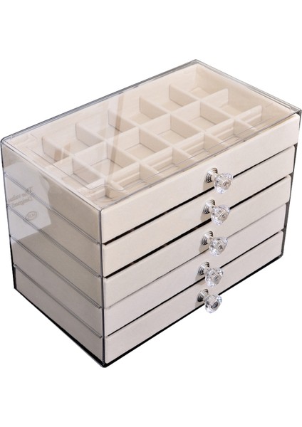 3 Çekmeceli Akrilik Mücevher Düzenleyici, Istiflenebilir Sergileme Depolama, Küpe, Kolye, Bilezik, Kutu Tutucu (Yurt Dışından)