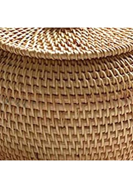 Kapaklı Yuvarlak Rattan Kutu, El Dokuma Saklama Kutusu, Çok Amaçlı Masaüstü Tepsi Saklama Sepeti Ev Dekorasyonu (Yurt Dışından) indirimleri