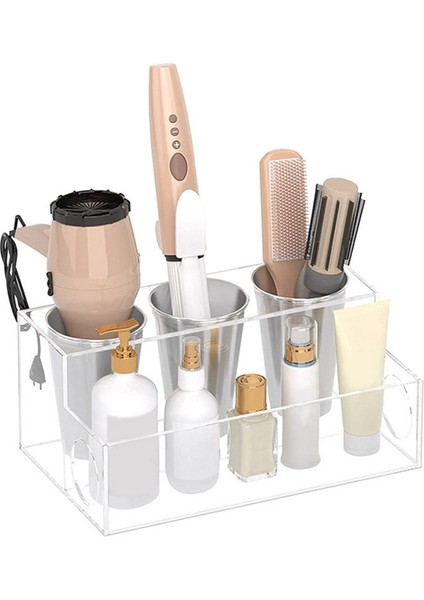 Saç Aletleri Düzenleyici Akrilik Tezgah Üstü Saç Kurutma Makinesi ve Şekillendirici Tutucu Makyaj Malzemeleri Tuvalet Masası Saklama Standı Bardaklı B (Yurt Dışından) indirimleri