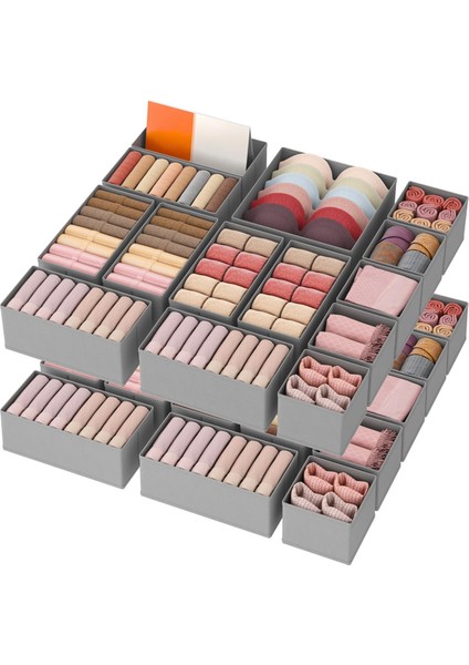 Dolap Çekmece Düzenleyici Seti, 3 Boyutta 16'lı Paket, Iç Çamaşırı, Çorap ve Daha Fazlası Için Katlanabilir Kumaş Saklama Kutuları (Yurt Dışından)