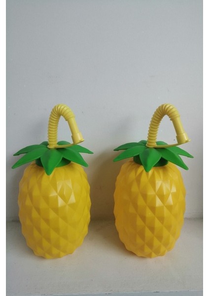 Iki'li Ananas Temalı Pipetli Suluk, Renkli ve Şık Tasarım