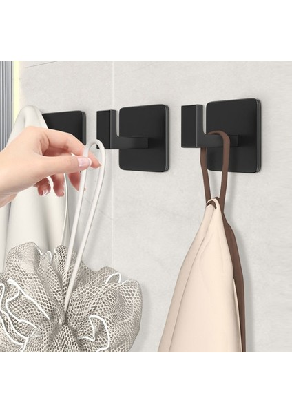 Kare Havlu Askısı - Siyah Kendinden Yapışkanlı Duvar Askısı Modern ve Şık Banyo Mutfakla Birleşiyor. (Yurt Dışından) fiyatları