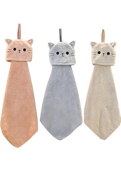 Çocuklar ve Kadınlar Için Sevimli El Havluları, Askılı Banyo Havluları, Kedi Baskılı Hayvan Desenli El Kurutma Havlusu, Hızlı Kuruyan (Yurt Dışından)