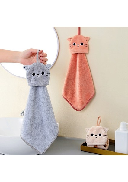Çocuklar ve Kadınlar Için Sevimli El Havluları, Askılı Banyo Havluları, Kedi Baskılı Hayvan Desenli El Kurutma Havlusu, Hızlı Kuruyan (Yurt Dışından) fırsatları