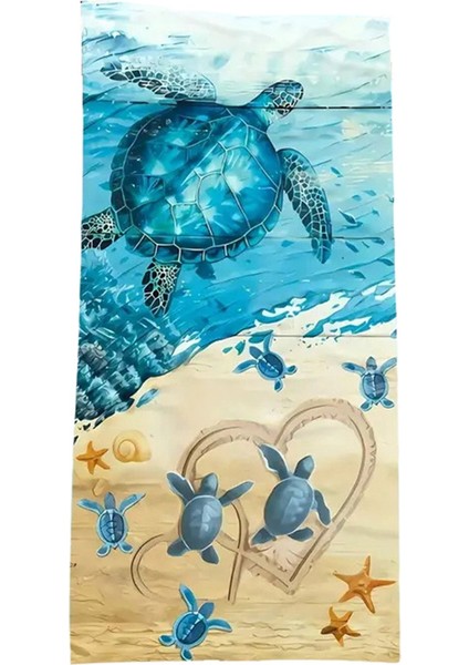 Deniz Kaplumbağası Desenli, Yumuşak ve Emici, Hızlı Kuruyan Plaj Havlusu, Banyo, Dış Mekan, Havuz ve Kamp Için Uygundur. (Yurt Dışından)