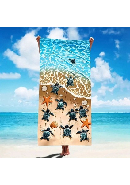 Deniz Kaplumbağası Desenli, Yumuşak ve Emici, Hızlı Kuruyan Plaj Havlusu, Banyo, Dış Mekan, Havuz ve Kamp Için Uygundur. (Yurt Dışından) indirimleri