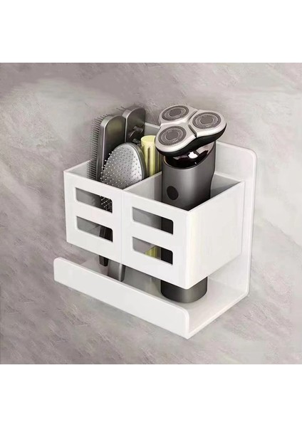 Banyo Düzenleyici Duvara Monte Edilen Sifonsuz Su Geçirmez Drenajlı Diş Fırçası Tarak Kozmetik Saç Kurutma Makinesi Düzenleyici Gri (Yurt Dışından) indirimleri