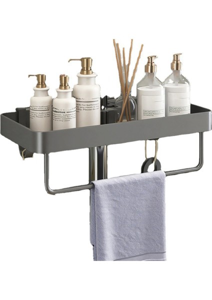 Havlu Askısı, Matkapsız Banyo Düzenleyici, Şampuan ve Duş Jeli Saklama Rafı ile Alüminyum Duş Rafı A (Yurt Dışından)
