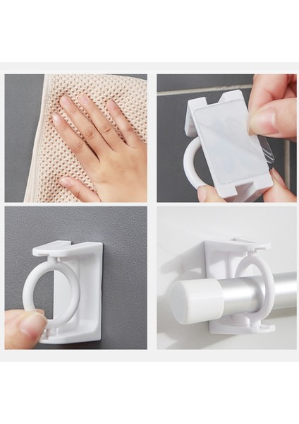 4 Adet Perde Çubuğu Tutucu Kelepçe Kancaları Kendinden Yapışkanlı Giysi Askısı Braketi 360 Derece Dönebilen Üçgen Halka Ayarlanabilir Kancalar (Yurt Dışından) fırsatları