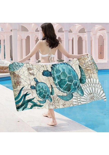 Deniz Kaplumbağası Desenli, Yumuşak ve Emici, Hızlı Kuruyan Plaj Havlusu, Banyo, Dış Mekan, Havuz ve Kamp Için Uygundur. (Yurt Dışından) modelleri