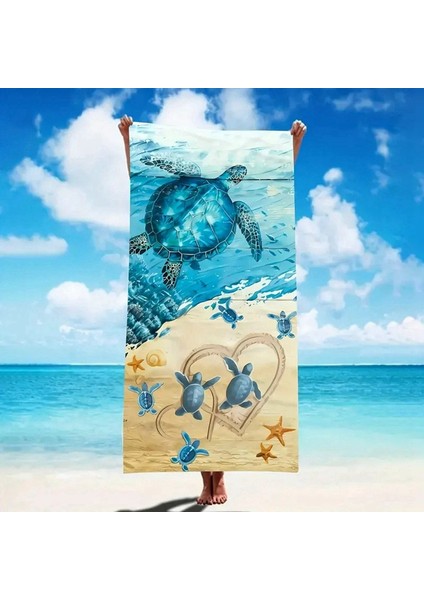 Deniz Kaplumbağası Desenli, Yumuşak ve Emici, Hızlı Kuruyan Plaj Havlusu, Banyo, Dış Mekan, Havuz ve Kamp Için Uygundur. (Yurt Dışından) fırsatları