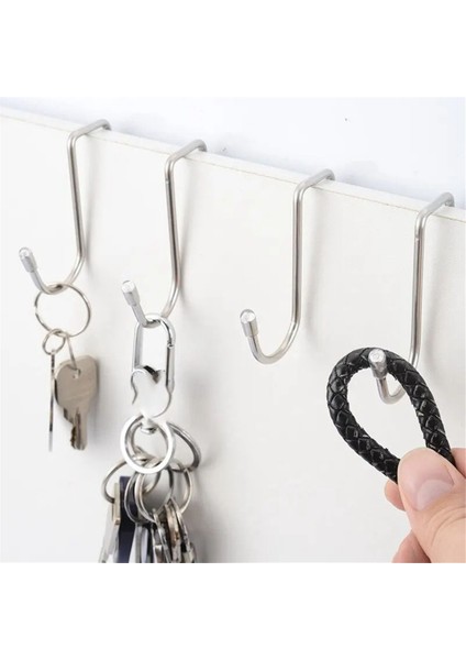 Paslanmaz Çelik Kanca Delinmeyen Çift S Şeklinde Kanca, Mutfak ve Banyo Dolap Kapısı Giysi ve Havlu Saklama Askısı B (Yurt Dışından) fiyatları