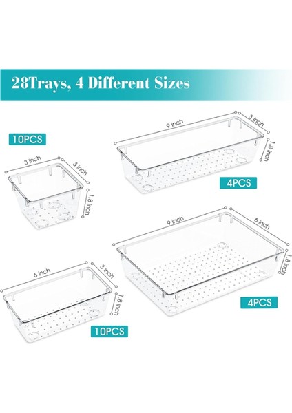Kozmetik, Mücevher ve Mutfak Eşyaları Için Şeffaf Plastik Çekmece Saklama Kutusu Seti, Masa Çekmecesi Saklama Tepsisi (Yurt Dışından) modelleri