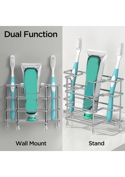 Banyo Için Duvara Monte Diş Fırçası Tutucu, Küçük Alanlar Için 3 Yuvalı Paslanmaz Çelik Banyo Aksesuarları Düzenleyici - A (Yurt Dışından) indirimleri