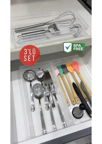 Bade Xl Çekmece Organizer Seti, Bıçak, Kaşık, Kepçe ve Spatula Düzenleyici