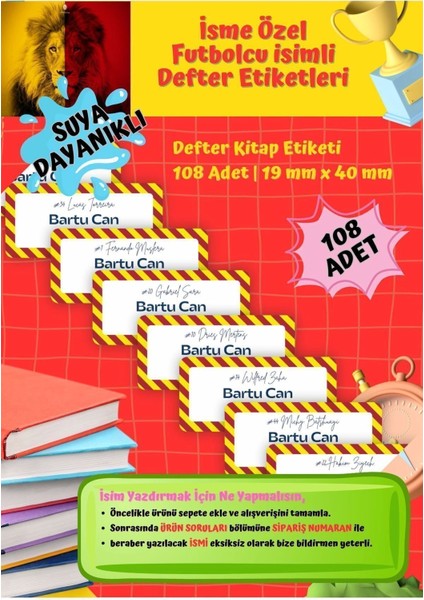 Gs Etiketi Defter Etiketi Kitap Etiketi Kişiye Özel Suya Dayanıklı Isim Yazılabilien