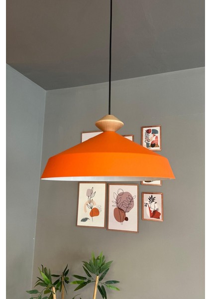 Turuncu Ahşap Topaç Sarkıt Lamba, Modern ve Şık Aydınlatma Seçeneği