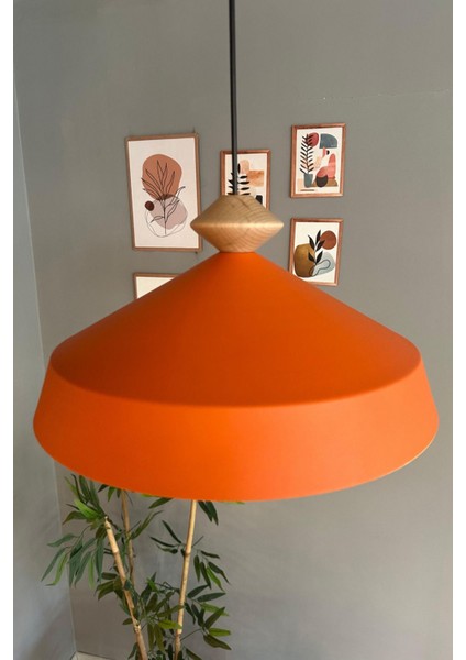 Turuncu Ahşap Topaç Sarkıt Lamba, Modern ve Şık Aydınlatma Seçeneği