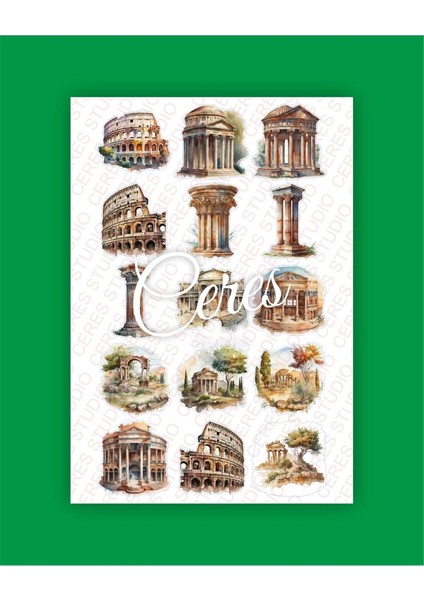 Italya Antik Roma Tema Sticker Set Ancient Rome 2 Sayfa 39 Adet Etiket Planlayıcı Bullet Journal modelleri