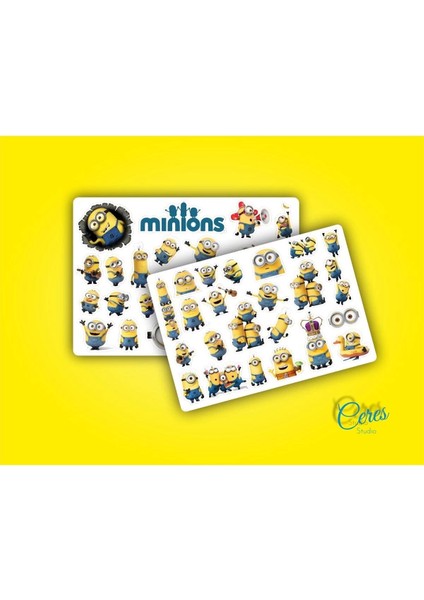 Minions Sticker Etiket 46 Adet 2 Sayfa Eğlenceli Renkli Tasarım Çocuklar için