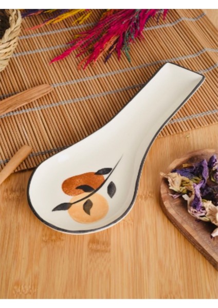 Seramik Güz Desenli Kahverengi Kaşıklık ve Kepçe Altlığı, Şık ve Pratik Tasarım