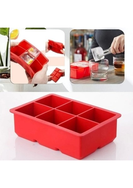 6 Bölmeli Büyük Silikon Buz Kalıbı, Gri, Dayanıklı ve Pratik Kullanım fiyatları