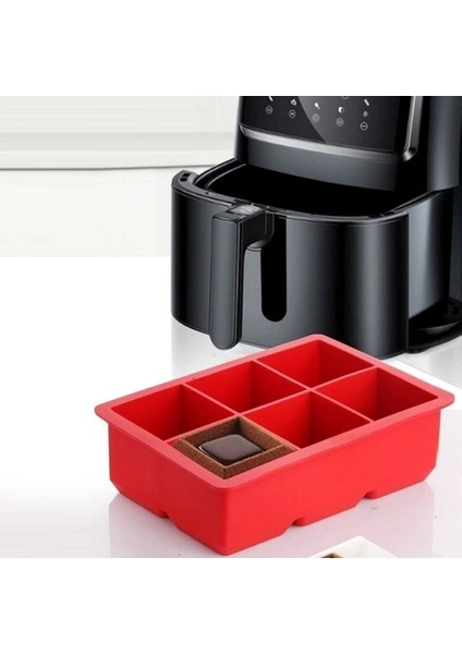 6 Bölmeli Büyük Silikon Buz Kalıbı, Gri, Dayanıklı ve Pratik Kullanım modelleri