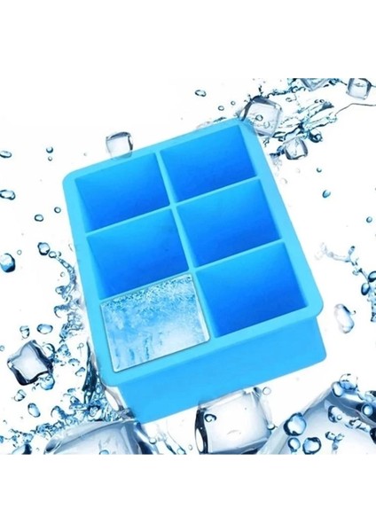 6 Bölmeli Büyük Silikon Buz Kalıbı, Gri, Dayanıklı ve Pratik Kullanım fırsatları