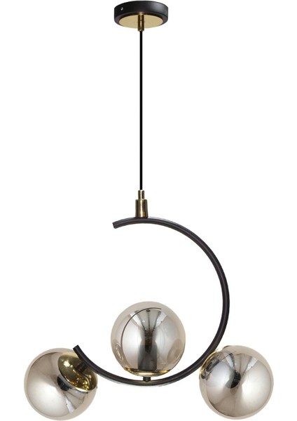 Şık Siyah ve Füme Renkli 3 Lambalı Modern Avize fiyatları